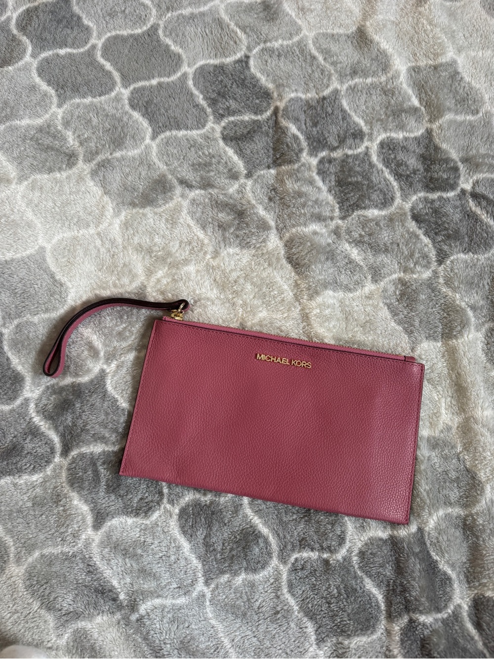 Michael Kors Rose Pink Pebbled Leather Wristlet Clutch